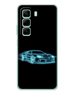 Чехол для Infinix Hot 50 Pro с картинкой «Неоновый контур Lamborghini»