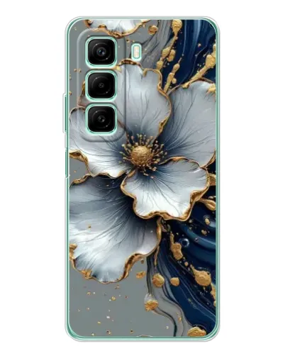 Чехол для Infinix Hot 50 Pro с картинкой «Белый цветок и золотой флюид» Чехол для Infinix Hot 50 Pro с картинкой «Белый цветок и золотой флюид»