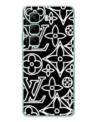 Чехол для Infinix Hot 50 с картинкой «Черно-белый узор LV»