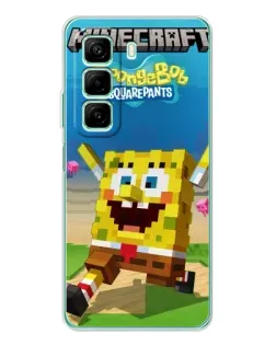 Чехол для Infinix Hot 50 с картинкой «Губка Боб Minecraft»