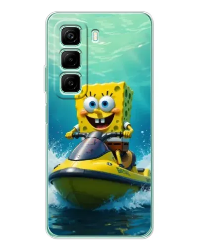 Чохол для Infinix Hot 50 з картинкою «Спанч Боб на гідроциклі»