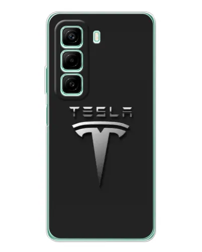 Чехол для Infinix Hot 50 с картинкой «Стальной логотип Tesla»