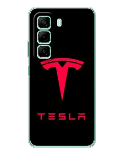 Чехол для Infinix Hot 50 с картинкой «Tesla Red Logo»