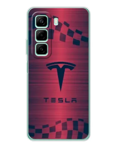 Чехол для Infinix Hot 50 с картинкой «Тесла красный карбон»