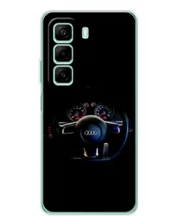 Чехол для Infinix Hot 50 с картинкой «Салон Audi — руль»