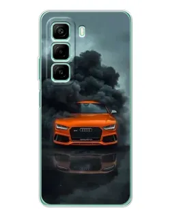 Чехол для Infinix Hot 50 с картинкой «Audi в облаках дыма»