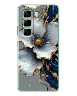 Чехол для Infinix Hot 50 с картинкой «Белый цветок и золотой флюид» Чехол для Infinix Hot 50 с картинкой «Белый цветок и золотой флюид»