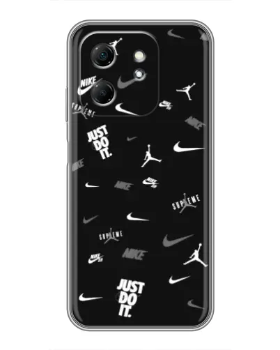 Чехол для Infinix Hot 50i с картинкой «Nike Black Pattern» Чехол для Infinix Hot 50i с картинкой «Nike Black Pattern»
