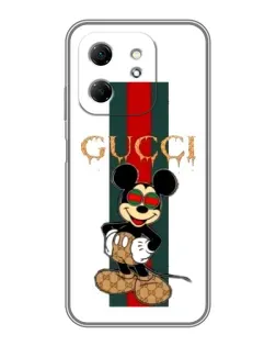 Чохол для Infinix Hot 50i з картинкою «Міккі Маус Gucci — смуги»