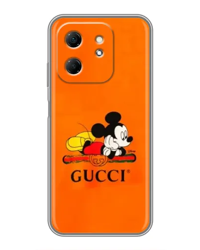 Чехол для Infinix Hot 50i с картинкой «Микки Маус Gucci — оранж» Чехол для Infinix Hot 50i с картинкой «Микки Маус Gucci — оранж»