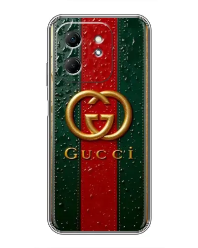 Чехол для Infinix Hot 50i с картинкой «Gucci — фирменная полоса и золото» Чехол для Infinix Hot 50i с картинкой «Gucci — фирменная полоса и золото»