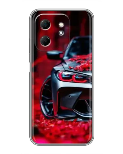 Чехол для Infinix Hot 50i с картинкой «Спортивная BMW и цветы» Чехол для Infinix Hot 50i с картинкой «Спортивная BMW и цветы»