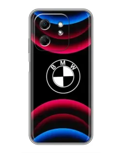 Чехол для Infinix Hot 50i с картинкой «Логотип BMW и неоновые дуги»