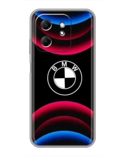 Чехол для Infinix Hot 50i с картинкой «Логотип BMW и неоновые дуги» Чехол для Infinix Hot 50i с картинкой «Логотип BMW и неоновые дуги»