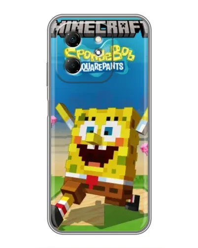 Чехол для Infinix Hot 50i с картинкой «Губка Боб Minecraft» Чехол для Infinix Hot 50i с картинкой «Губка Боб Minecraft»