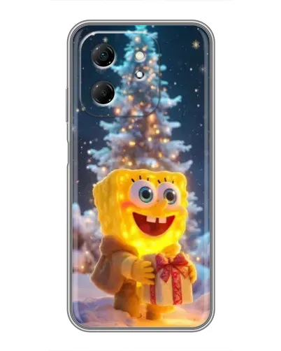 Чехол для Infinix Hot 50i с картинкой «Рождественский Спанч Боб»
