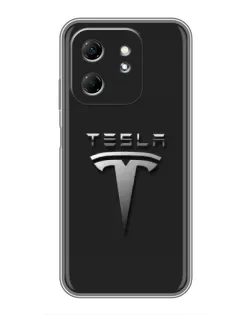Чехол для Infinix Hot 50i с картинкой «Стальной логотип Tesla»