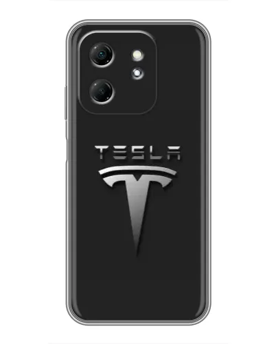 Чехол для Infinix Hot 50i с картинкой «Стальной логотип Tesla»
