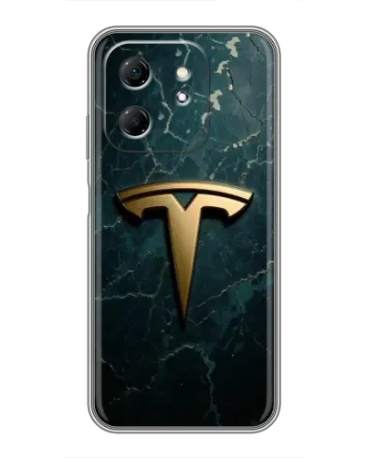 Чехол для Infinix Hot 50i с картинкой «Мраморная Tesla Gold»
