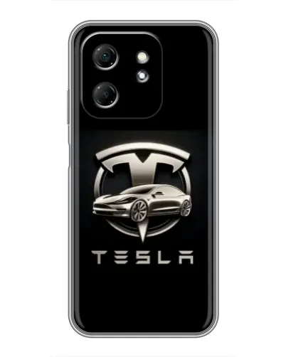 Чехол для Infinix Hot 50i с картинкой «Tesla — серебристое авто»