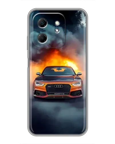Чехол для Infinix Hot 50i с картинкой «Audi в огненном дыму» Чехол для Infinix Hot 50i с картинкой «Audi в огненном дыму»