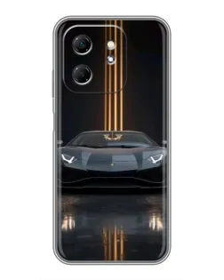 Чехол для Infinix Hot 50i с картинкой «Lamborghini золотые линии»