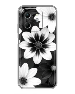 Чехол для Infinix Hot 50i с картинкой «Монохромные астры»
