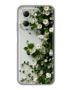Чехол для Infinix Hot 50i с картинкой «Ветка мелких белых цветов»