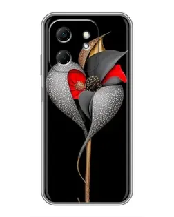 Чехол для Infinix Hot 50i с картинкой «Серебряный фантазийный цветок»