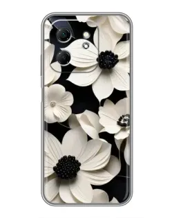 Чехол для Infinix Hot 50i с картинкой «Объемные белые цветы»
