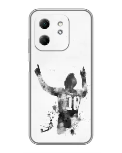 Чехол для Infinix Hot 50i с картинкой «Черно-белый силуэт Месси»