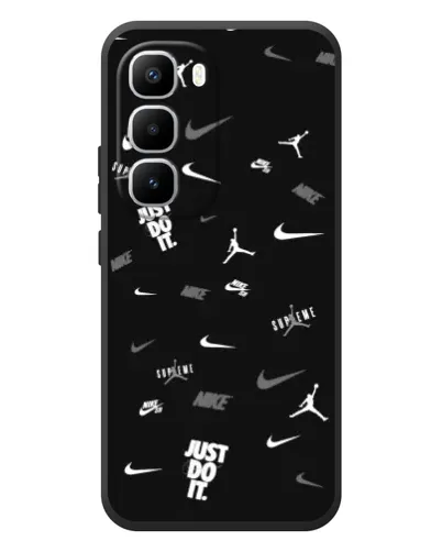 Чехол для Infinix Hot 60 Pro Plus с картинкой «Nike Black Pattern» Чехол для Infinix Hot 60 Pro Plus с картинкой «Nike Black Pattern»