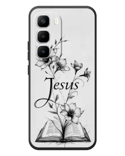 Чехол для Infinix Hot 60 Pro Plus с картинкой «Цветы и Библия»
