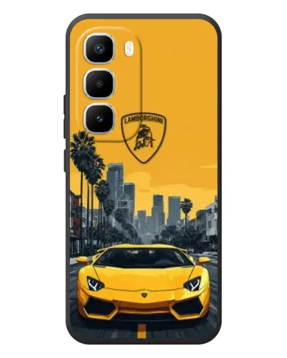 Чехол для Infinix Hot 60 Pro Plus с картинкой «Желтый Lamborghini город»