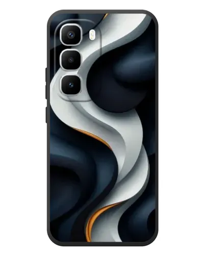 Чехол для Infinix Hot 60 Pro Plus с картинкой «Объемные черно-белые ленты» Чехол для Infinix Hot 60 Pro Plus с картинкой «Объемные черно-белые ленты»