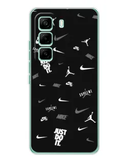 Чехол для Infinix Hot 60 Pro с картинкой «Nike Black Pattern» Чехол для Infinix Hot 60 Pro с картинкой «Nike Black Pattern»