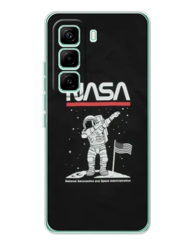 Чехол для Infinix Hot 60 Pro с картинкой «NASA — шагаем по Луне»