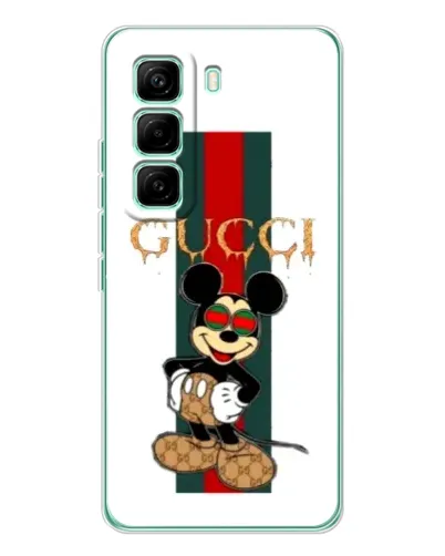 Чехол для Infinix Hot 60 Pro с картинкой «Микки Маус Gucci — полосы»