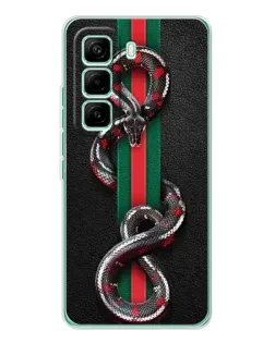 Чехол для Infinix Hot 60 Pro с картинкой «Gucci — змея на полосе» Чехол для Infinix Hot 60 Pro с картинкой «Gucci — змея на полосе»
