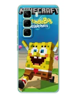 Чехол для Infinix Hot 60 Pro с картинкой «Губка Боб Minecraft»