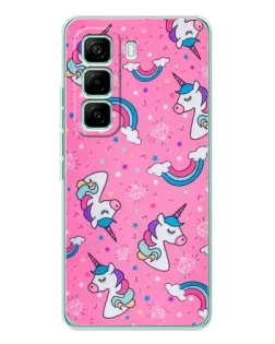 Чехол для Infinix Hot 60 Pro с картинкой «Unicorn паттерн розовый»