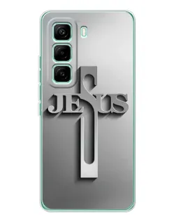Чехол для Infinix Hot 60 Pro с картинкой «Металлический крест Jesus»