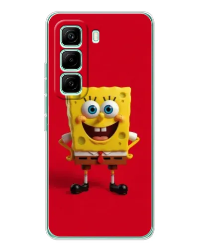 Чехол для Infinix Hot 60 Pro с картинкой «Спанч Боб на красном»