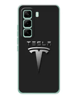 Чехол для Infinix Hot 60 Pro с картинкой «Стальной логотип Tesla»