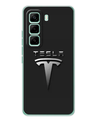 Чехол для Infinix Hot 60 Pro с картинкой «Стальной логотип Tesla»