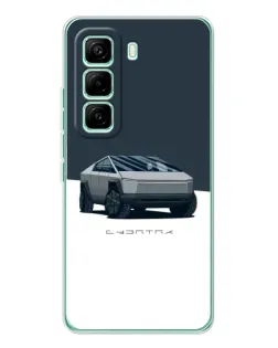 Чехол для Infinix Hot 60 Pro с картинкой «Серебристый Cybertruck Tesla»