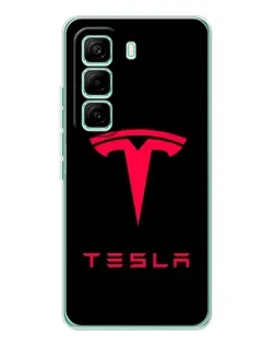 Чехол для Infinix Hot 60 Pro с картинкой «Tesla Red Logo»