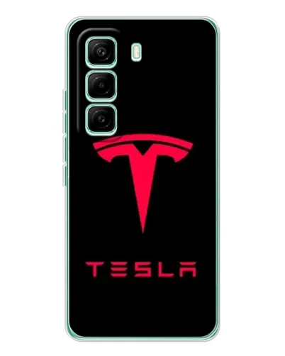 Чехол для Infinix Hot 60 Pro с картинкой «Tesla Red Logo»