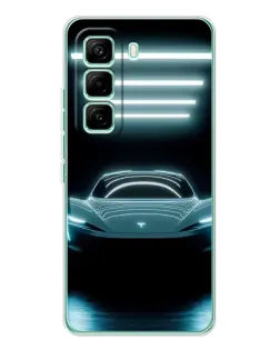 Чехол для Infinix Hot 60 Pro с картинкой «Tesla в неоне»
