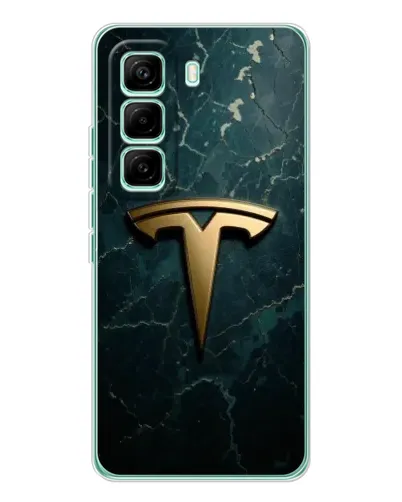 Чехол для Infinix Hot 60 Pro с картинкой «Мраморная Tesla Gold»